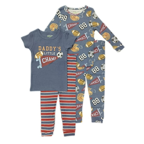 Chick Pea Baby Boy & Toddler Boy 4 Pc Mixed Pajama Set, 2 Tops 2 Long Bottoms, Sizes 12 Months