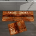 thumbnail image 4 of Burnt Orange Kitchen Rugs Set 2 Pieces, Modern Geometric Orange Non-Slip Rubber Backing Floor Mats Doormat Bathroom Runner Area Rug Carpet, Painting Abstracvt Art, 15.7x23.6in + 15.7x47.2in, 4 of 6
