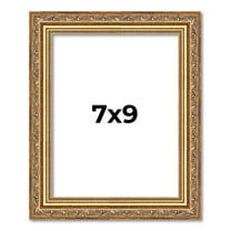 7x9 Frame Gold Solid Wood Picture Frame Width 1.25 Inches | Interior Frame Depth 0.375 Inches |