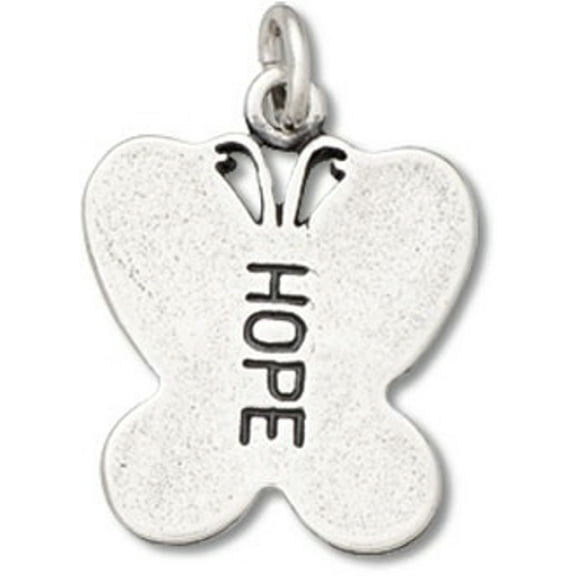 Sterling Silver 16" .8mm Box Chain Hope Smooth Butterfly Pendant Necklace