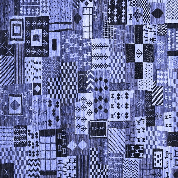 Ahgly Company Indoor Square Abstract Blue Contemporary Area Rugs, 6' Square
