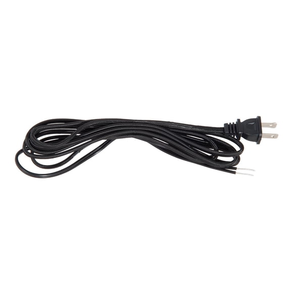 B&P Lamp® Black Rayon Covered Parallel Cord Set, 10 Feet Long SPT-2