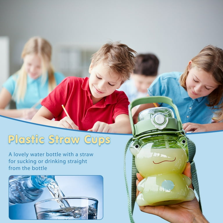 Supermama PPSU Kids Water Bottle, 20oz with Flip-up Straw, Green