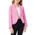 thumbnail image 2 of CPNG Girls Blazer Jacket Solid Color Lapel Office Casual Lightweight Plus Size Ruched 3/4 Sleeve Blazer Jacket Suit Open Front Long Sleeve Blazers, 2 of 5