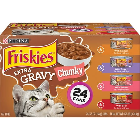 UPC: 0050000171729 | Purina Friskies Extra Gravy Chunky Wet Cat Food Variety Pack 5.5 oz Cans (24 Pack)