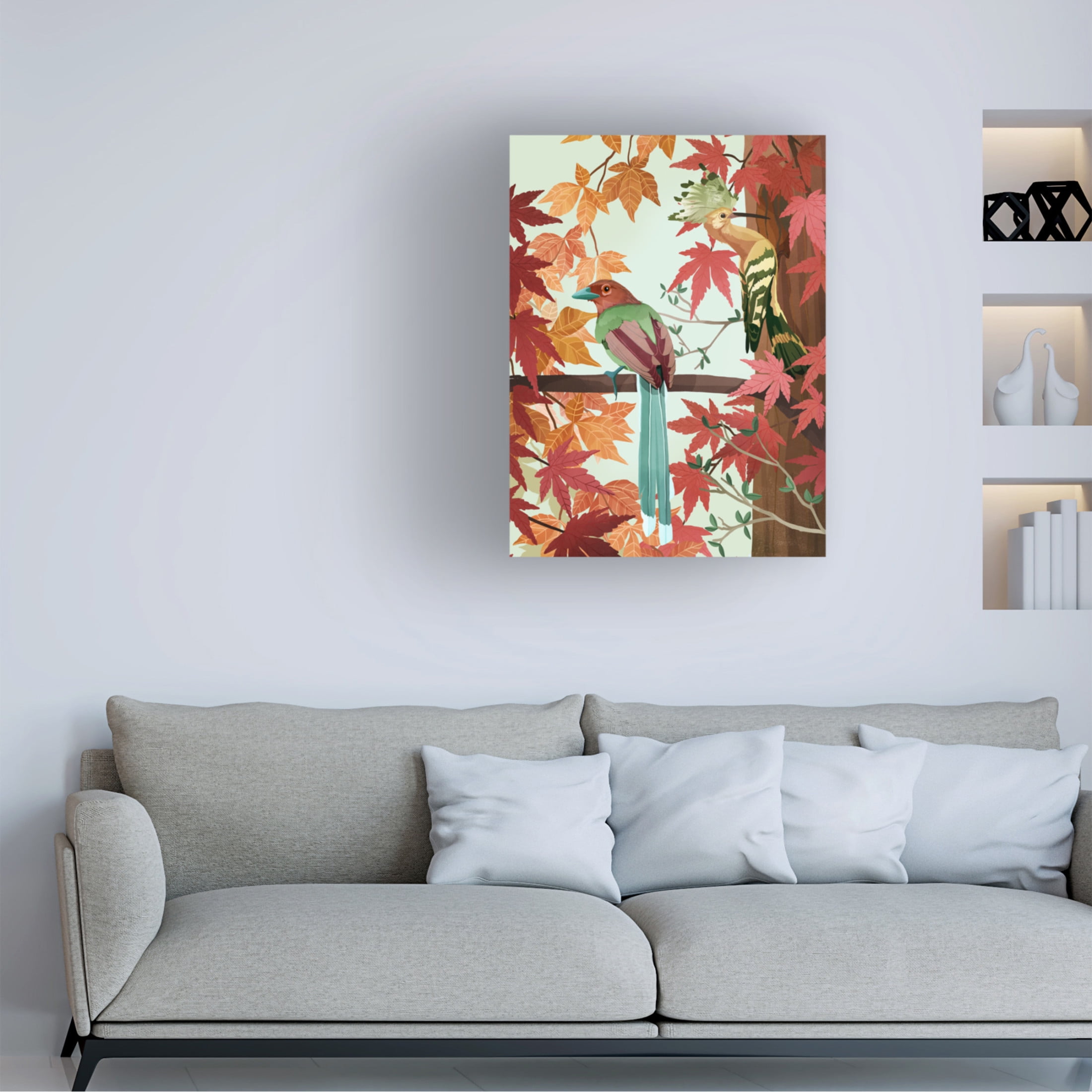 Trademark Fine Art Goed Blauw  Birds of Autumn Canvas Wall Art