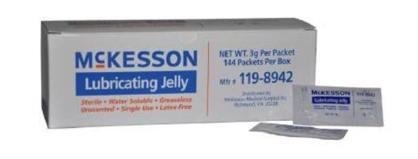 McKesson Lubricating Jelly, Sterile, 5 Gram, Individual Packet, Pack Of