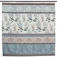 Serafina Home Light Blue Beige Grey Fabric Shower Curtain for Bathroom Farmhouse Floral
