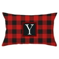 thumbnail image 5 of Peacheart Christmas Pillow Cover 12x20 Inch Initial Last Name Red Buffalo Plaid Christmas Decorative Throw Pillows Case for Sofa Bed Car Chair Indoor Outdoor Xmas Home Decor (U), 5 of 9
