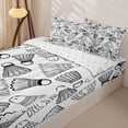 thumbnail image 3 of Castle Fairy Badminton Print Zipper Full Size Comforter Sets with Fitted Sheet and 2 Pillowcases, Sport Theme Zipper Bedding Set, White Black,4pcs, 3 of 6