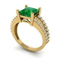 thumbnail image 2 of 2.48ct Princess Cut Precious Gemstone Green Emerald Real 18k Yellow Gold Robotic Laser Engraving Everlasting Unique Art Deco Statement Bridal Wedding Designer Ring Size 3.5, 2 of 5