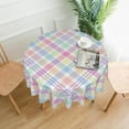 thumbnail image 2 of Spring Plaid Round Tablecloth 60 Inch Pink Green Blue Colorful Buffalo Plaid Easter Themed Decorative Table Cloth Farmhouse for Holiday Parties Dining Table Living Room Kitchen Decor, 2 of 6