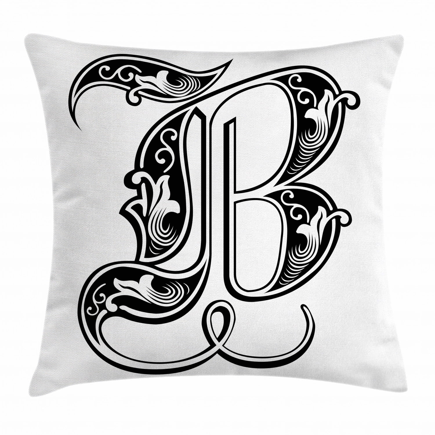 Letter B Throw Pillow Cushion Cover, Classical Artistic Designed Font