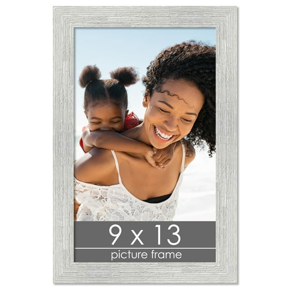 9x13 White Rustic Wide Barnwood Picture Frame - UV Acrylic, Foam Board Backing, Hanging Hardware
