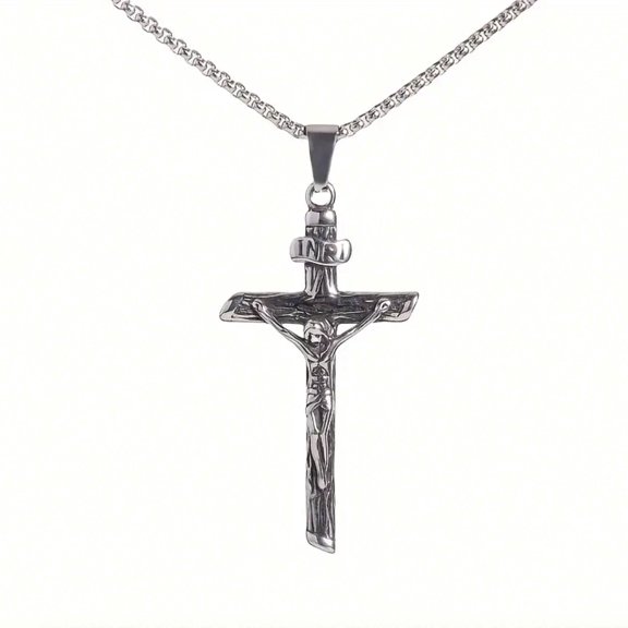 Christ Crucifixion INRI Cross Necklace Christian Jesus Pendant Necklace Holiday Gifts for Women, Men