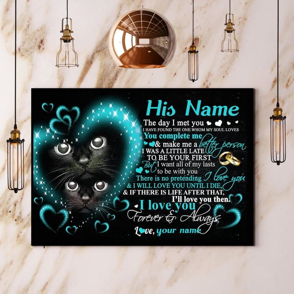 Personalized Cat I Love You Forever& Always Horizontal Paper Poster No Frame Matte Wall Art Decor 11 x 17 Inch Poster