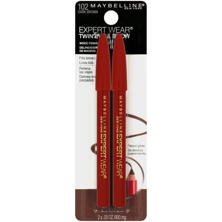 Maybelline Expert Wear Twin Brow & Eye Pencils, Dark Brown, 0.06 (Best Non Smudge Eye Pencil)