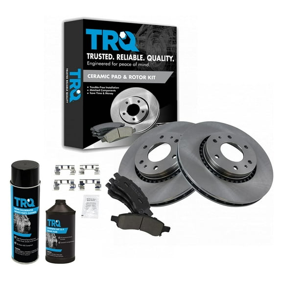 TRQ Front Brake Pad & Rotor Kit Ceramic w/Chemicals BKA15995 Fits select: 2006-2008 CHEVROLET TRAILBLAZER, 2006-2009 GMC ENVOY