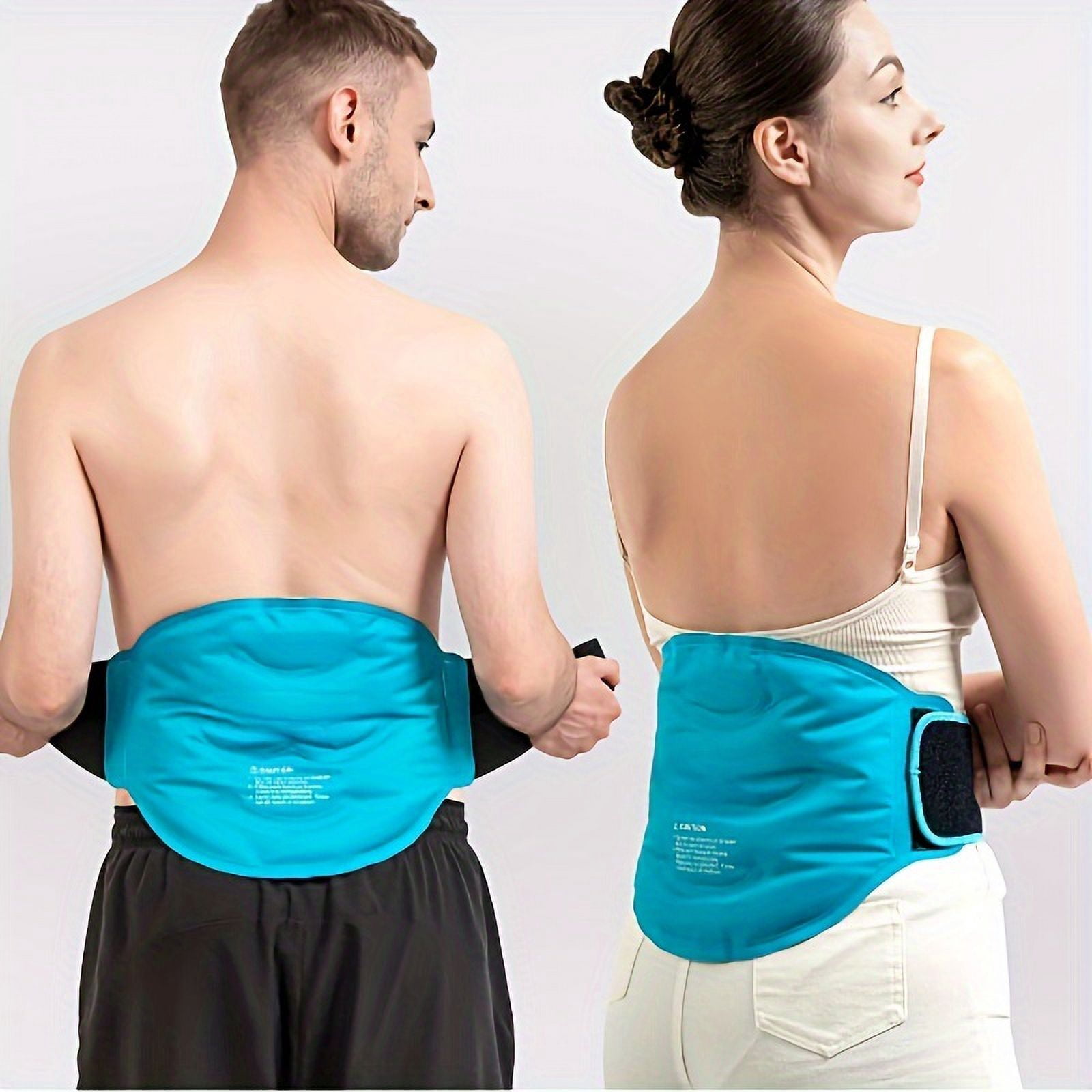 LEEYNEER Reusable Gel Back Ice Pack With Dual Straps  Soft Plush Lining And Silky Nylon Fabric Design Back Wrap For Hip  Waist  Lumbar