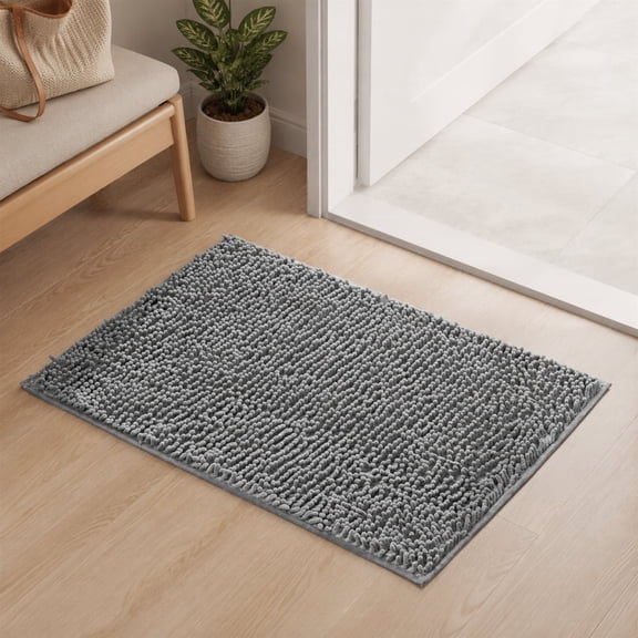 Bath Rug Mat, Bathroom Rugs, Thick Soft Absorbent Chenille, Machine Washable Shower Floor Rugs, Bathroom Bathmat Home Decor Accessories, 23.6x15.7 Grey