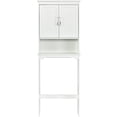 thumbnail image 5 of Costway Mueble salva espacio arriba del inodoro, organizador baño con 3 repisas, estante baño con repisa interna regulable repisa abierta y doble puertas (blanco), 5 of 5