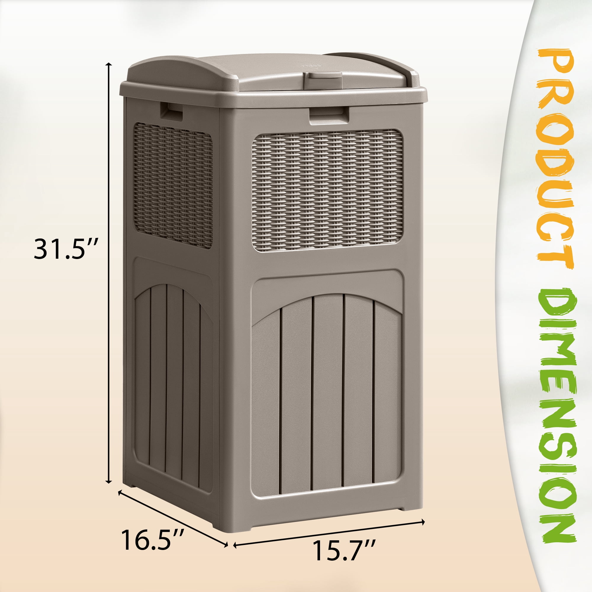 Devoko 2 PCS  All-Weather use Trashbin with Lid, Patio Resin Hideaway Trash Can with Waterproof for Backyard