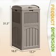 thumbnail image 7 of Devoko  All-Weather use Trashbin with Lid, Patio Resin Hideaway Trash Can with Waterproof for Backyard, Light Brown, 7 of 7