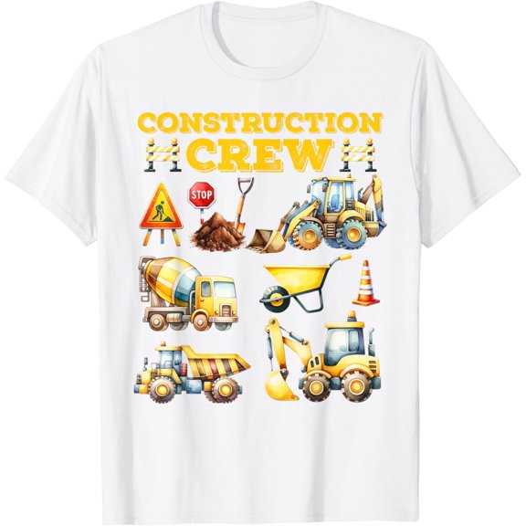 Construction Crew Worker Excavator Toddler Boys Girls T-Shirt