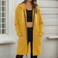thumbnail image 3 of Lumtrix Long Hoodies for Women Zip Up Fleece Oversized Long Sleeve Sweatshirts Fall Winter Warm Hoodie Dress with Pockets Yellow S, 3 of 6