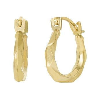Brilliance Fine Jewelry Girls 14K Yellow Gold Swirl Hoop Earrings