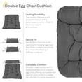 thumbnail image 2 of Sunnydaze Andrei 43.5" x 7" Dark Gray Solid Double Egg Chair Seat and Headrest Cushions, 2 of 7