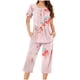 thumbnail image 1 of Pantalones de Mujer Casual Recortado Botón Suelto Ajuste Impreso con Manga Larga Superior, Diseño de Cuello de Jardín para el Uso Diario de Primavera, 1 of 5