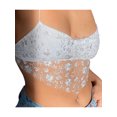 thumbnail image 2 of Camisola de encaje para mujer Chaleco con cuello en V con tiras Sexy Bralette estampado floral Crop Top XBTCLXEBCO Blanco, Medianaediana, 2 of 6