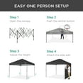 thumbnail image 3 of Best Choice Products 10x10ft Easy Setup Pop Up Canopy, Portable Tent w/ Side Wall, 1-Button Push, Case - Gray, 3 of 8