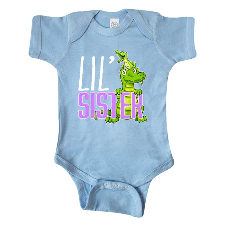 

Inktastic Lil Sister with Cute Green Alligators Gift Baby Boy or Baby Girl Bodysuit