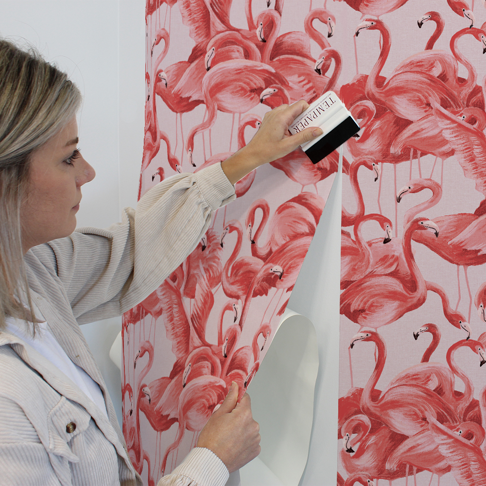 Tempaper Flamingo Pink Tropical Peel and Stick Wallpaper, 20.5" x 16.5'