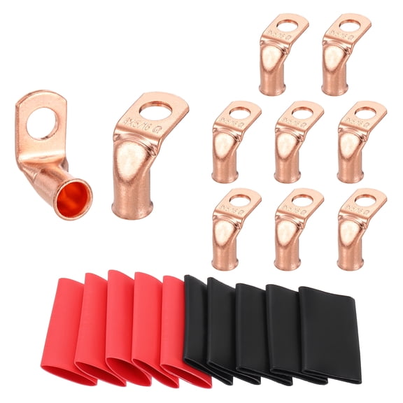 10pcs 5/16" Stud 4 Awg 90° Bent Copper Lugs Battery Cable End