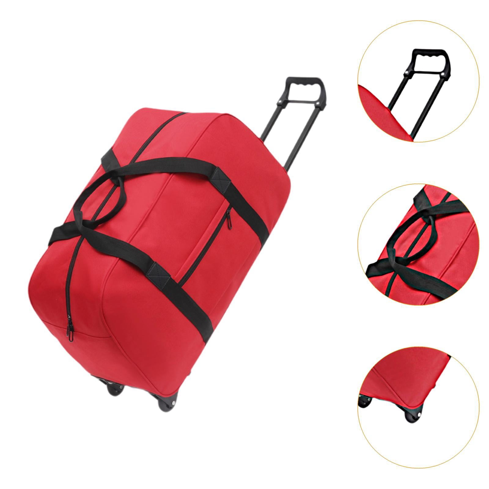 Wzmzjy Wheeled Duffel Bag Suitcase Telescoping Handle Handbag Men Women Multifunctional red