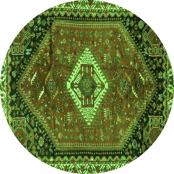 Ahgly Company Indoor Round Persian Green Traditional Area Rugs, 5' Round