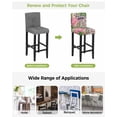 thumbnail image 3 of Summer Flamingo Bar Stool Covers Set of 4, Tropical Plants Botanical Floral Black Plaid Stretch Bar Chair Covers with Backs, Removable Pub Counter Height Chair Cover for Kitchen Dining Room Cafe, 3 of 7