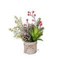 thumbnail image 2 of Euahivb Christmas Artificial Greenery Decor Farmhouse Floral Arrangement with Pine Berries and Succulent in Rustic Tin Pot for Holiday Tabletop Shelf Centerpiece, 2 of 7