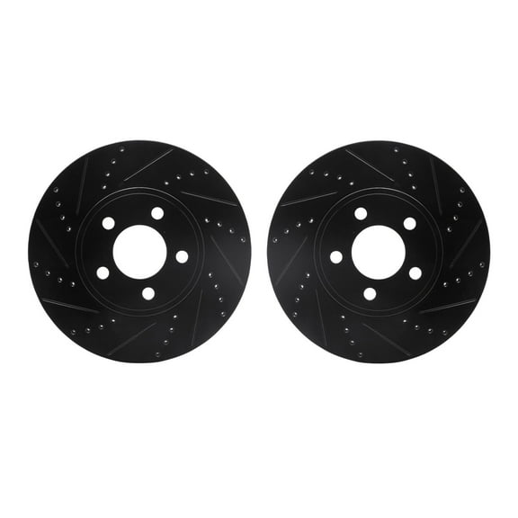 Dynamic Friction Company Front Brake Rotors-Drilled and Slotted-Black 8002-56009