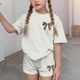 thumbnail image 4 of Conjuntos de blusas y camisas de cuello redondo y manga corta para niños, conjunto de dos piezas de top y pantalones cortos de manga corta con cuello redondo y manga corta para niños, top de poliéster, 4 of 6