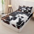 thumbnail image 3 of Manfei Rustic Cow Print Zipper Full Size Comforter Sets with Fitted Sheet and 2 Pillowcases,Abstract Animal Spot Zipper Bedding Set,Black Brown,Reversible, 3 of 7