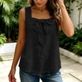 thumbnail image 6 of Kilaqueen Womens Bow Tie Front Tank Tops Summer Dressy Solid Color Square Neck Sleeveless Tunic Blouses Lightweight Loose Fit Casual Going Out Cami Gauze Shirts, 6 of 7