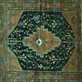 thumbnail image 1 of Ahgly Company Machine Washable Indoor Square Medallion Turquoise Blue Traditional Area Rugs, 7' Square, 1 of 4