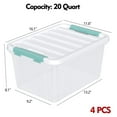 thumbnail image 3 of 20 Quart Storage Bins 4 Pack, Plastic Organizer Bins with Lids - Clear Latching Storage Containers for Home, Clothes, Toys, Books - 16.1 x 11.8 x 8.1 Inch, 3 of 7