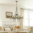 thumbnail image 6 of Maci 28 Inch Chandelier, White Beaded Candelabra Design, Brown Wood, 6 of 7