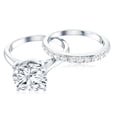 thumbnail image 5 of Rosec Jewels Moissanite Wedding Ring Set of 2 - Cushion Cut Engagement Ring with Enhancer - 8 mm - D-VS1 Grade, 10K White Gold, US 3.00, 5 of 9