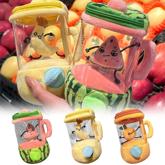 Fruit Juicer Spinning Toy Figurine | Watermelon Banana Orange Design | Pull-String Rotation | Soft Durable Material | Decorative Gift | 1 Piece | For Play or Display